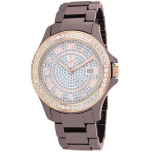 Ceramic Crystal Pave Dial Ladies Maroon Watch JV9416 - luxury watch