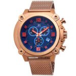 Joshua & Sons Chronograph Blue Dial Rose Gold-tone Men's Watch JS58RG