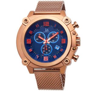 Joshua & Sons Chronograph Blue Dial Rose Gold-tone Men's Watch JS58RG