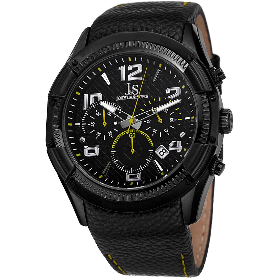Joshua & Sons Chronograph Black Dial Black Leather Men's Watch JS69YL