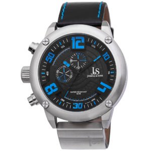 Joshua & Sons Steel Multifunction Black Dial Black Leather Men's Watch JS70BU