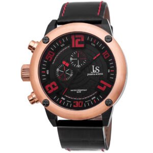 Joshua & Sons Multifunction Black Dial Black Leather Men's Watch JS70RG