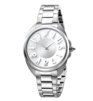 Just Cavalli Logo Silver Dial Ladies Watch JC1L008M0065