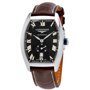 Longines Evidenza Black Flinque Dial Automatic Men's Leather Watch L2.642.4.51.4