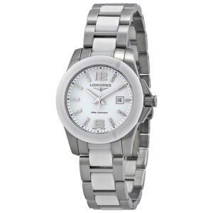 Longines Conquest White Dial White Ceramic and Stainless Steel Watch L32574167