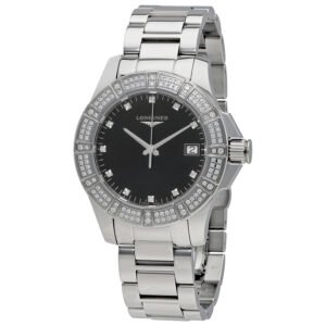 Longines Conquest Black Dial Diamond Ladies Watch L3.280.0.57.6