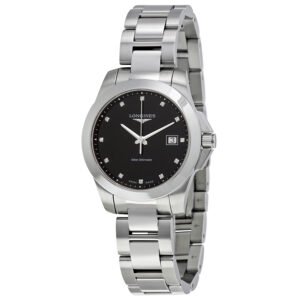 Longines Conquest Black Dial Diamond Ladies Watch L3.378.4.57.6