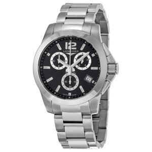 Longines Conquest Chronograph Black Dial Stainless Steel Men's Watch L36604566