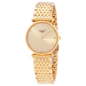 Longines La Grande Classique Quartz Diamond Gold Dial Ladies Watch L4.512.2.37.E
