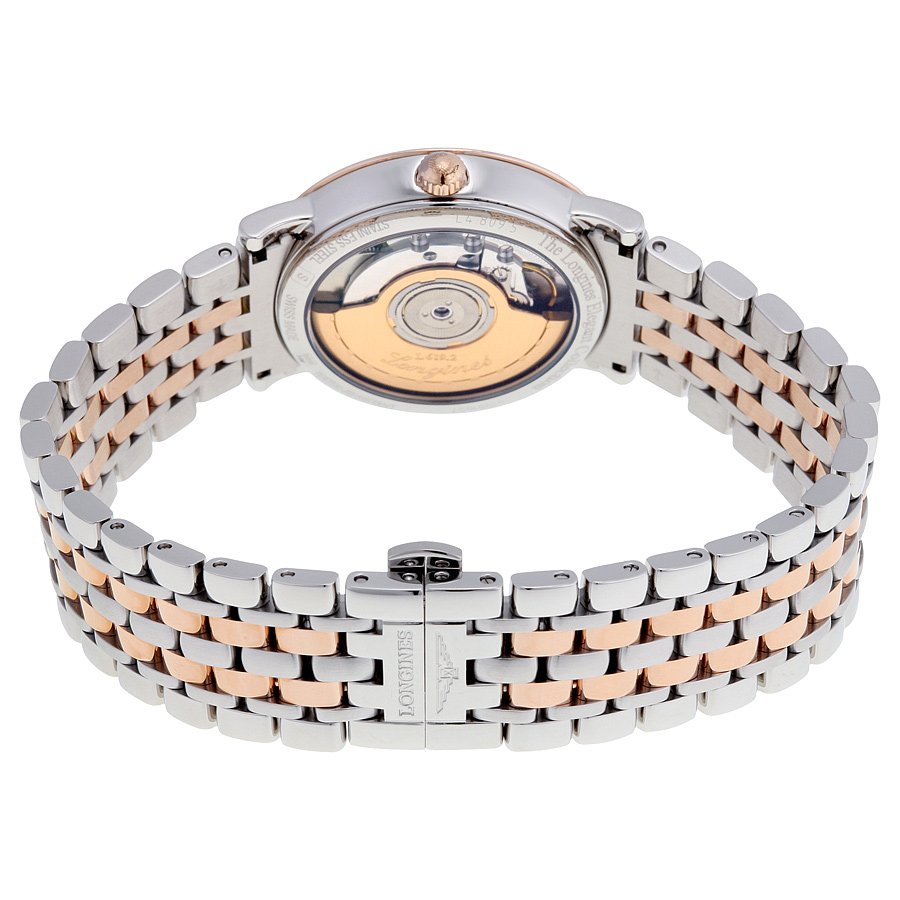 Longines Elegant Automatic Black Diamond Dial Steel and 18kt Rose Gold Ladies Watch L48095577 - Image 3