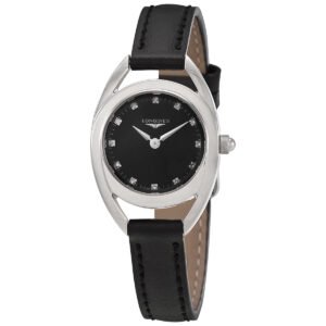 Longines Equestrian Quartz Diamond Black Dial Ladies Watch L6.135.4.57.0