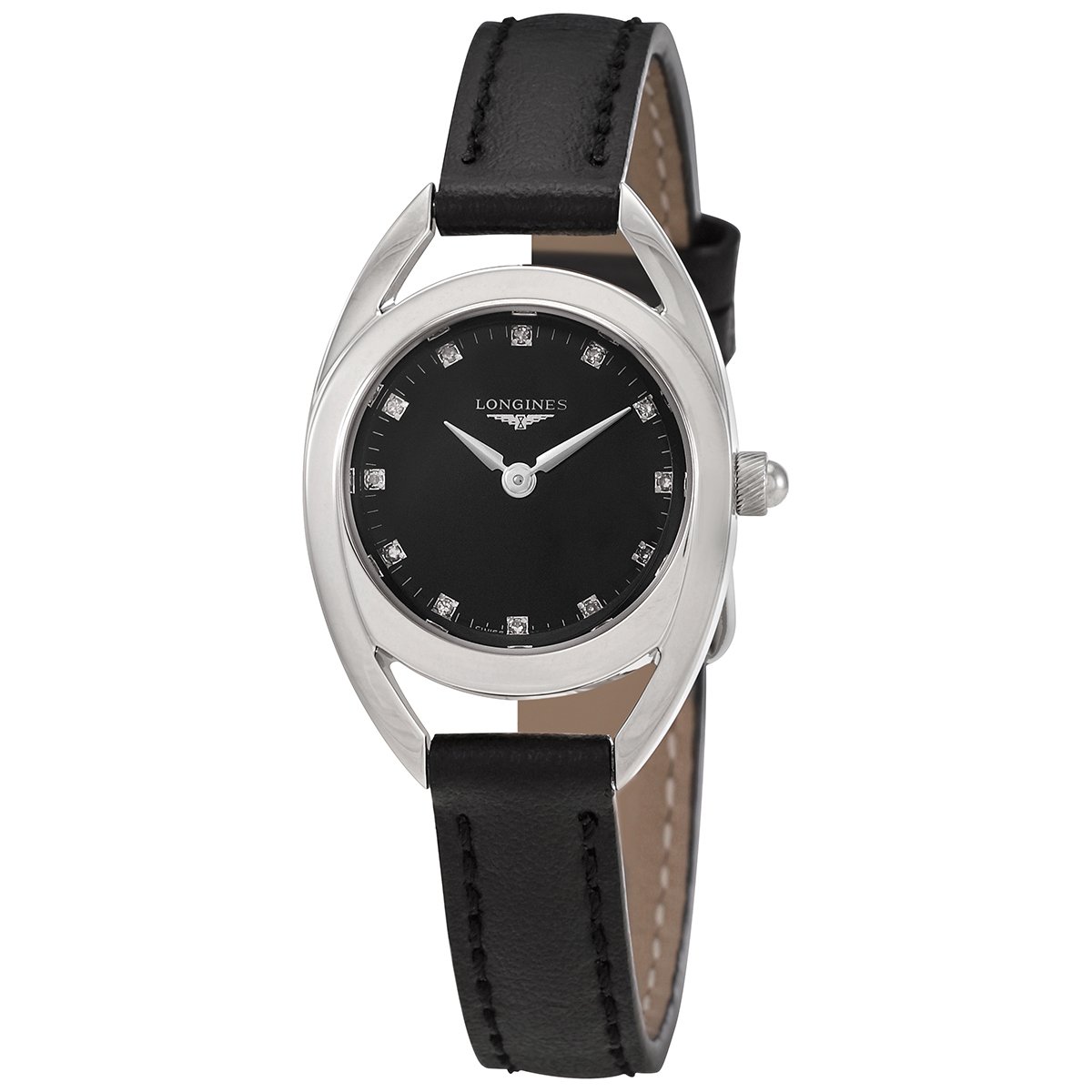 Longines Equestrian Quartz Diamond Black Dial Ladies Watch L6.135.4.57.0