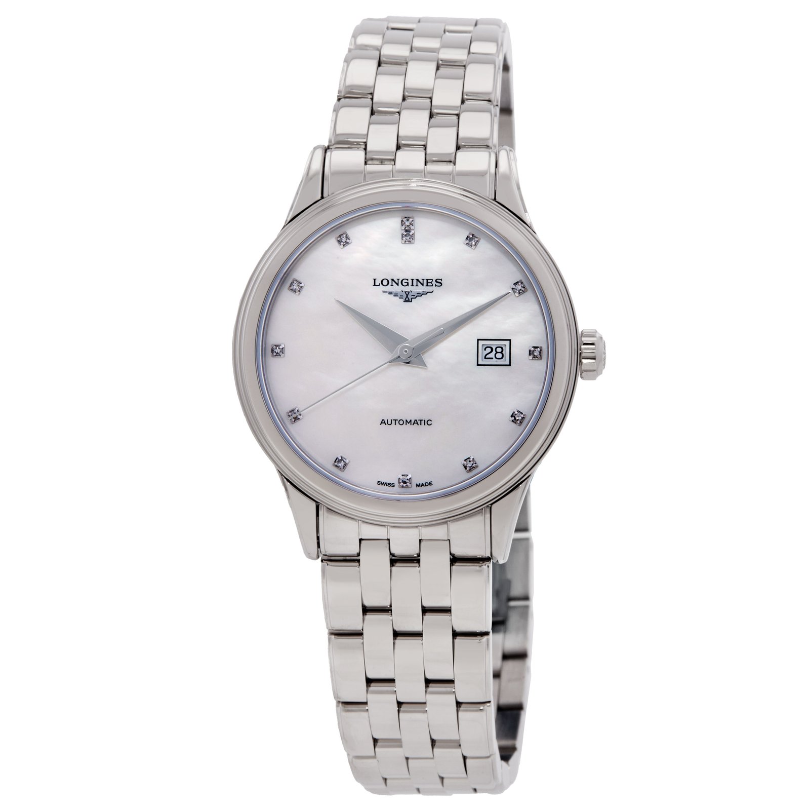 Longines Flagship Classic Automatic Diamond White Mother of Pearl Dial Ladies Watch L4.374.4.88.6