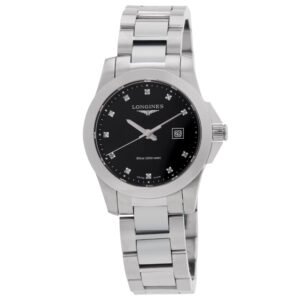 Conquest Quartz Diamond Black Dial Ladies Watch L3.277.4.57.6 - luxury watch