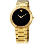 Movado Stiri Quartz Black Dial Yellow Gold PVD Men's Watch 0607279