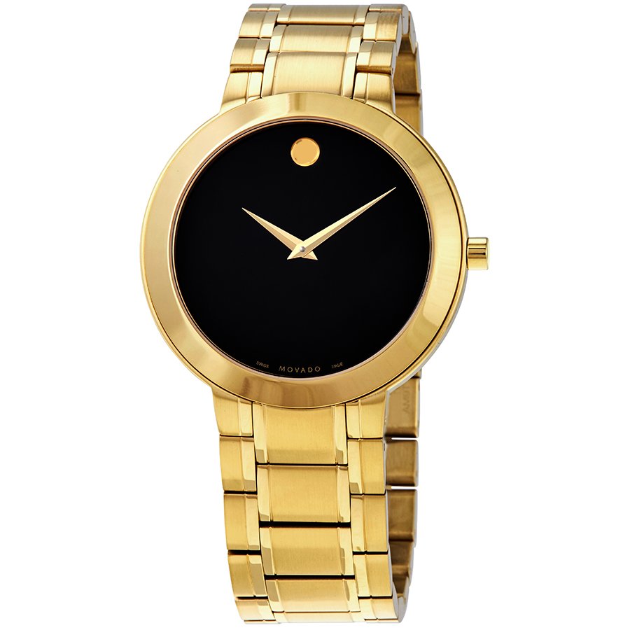 Movado Stiri Quartz Black Dial Yellow Gold PVD Men's Watch 0607279