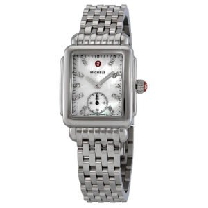 Michele Ladies Deco 16 Mother of Pearl Diamond Dial Watch MWW06V000002