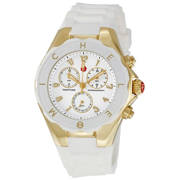 Michele Tahitian Jelly Bean White and Gold Ladies Watch MWW12F000006