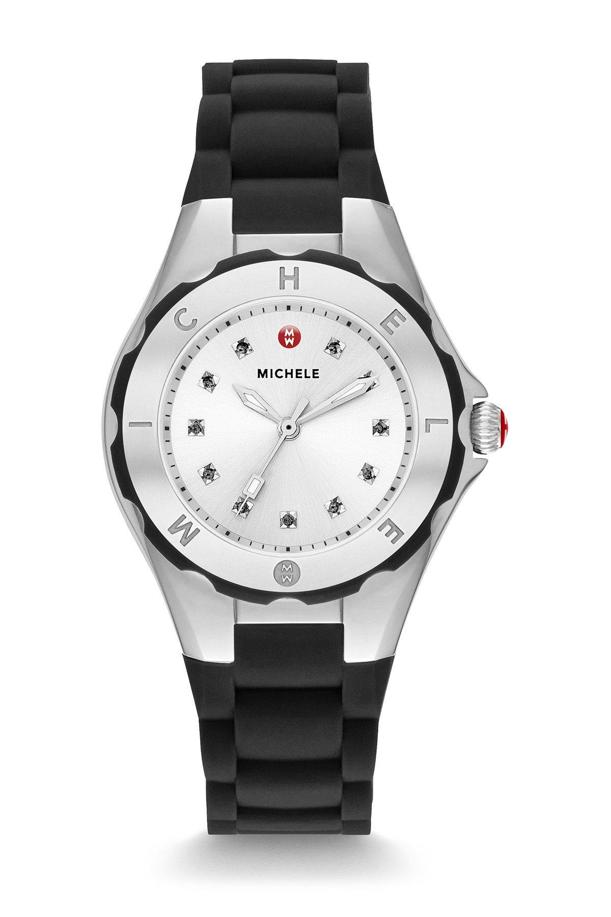 Michele Tahitian Jelly Bean Silver Dial Ladies Rubber Watch MWW12P000011
