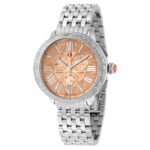 Michele Serein Metallic Rose Gold Mother of Pearl Dial Stainless Steel Diamond Ladies Watch MWW21A000046