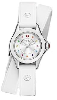 Michele Cape Mini Silver Dial Ladies Rubber Watch MWW27B000003
