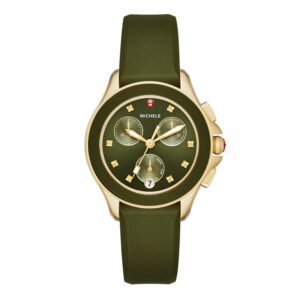 Michele Cape Olive Green Sunray Dial Ladies Chronograph Watch MWW27C000006