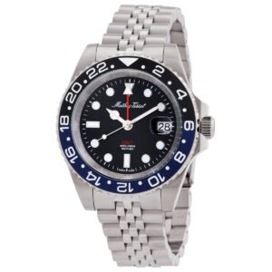 Mathey-Tissot Mathy Vintage GMT Black Dial Batman Bezel Men's Watch H903ANB