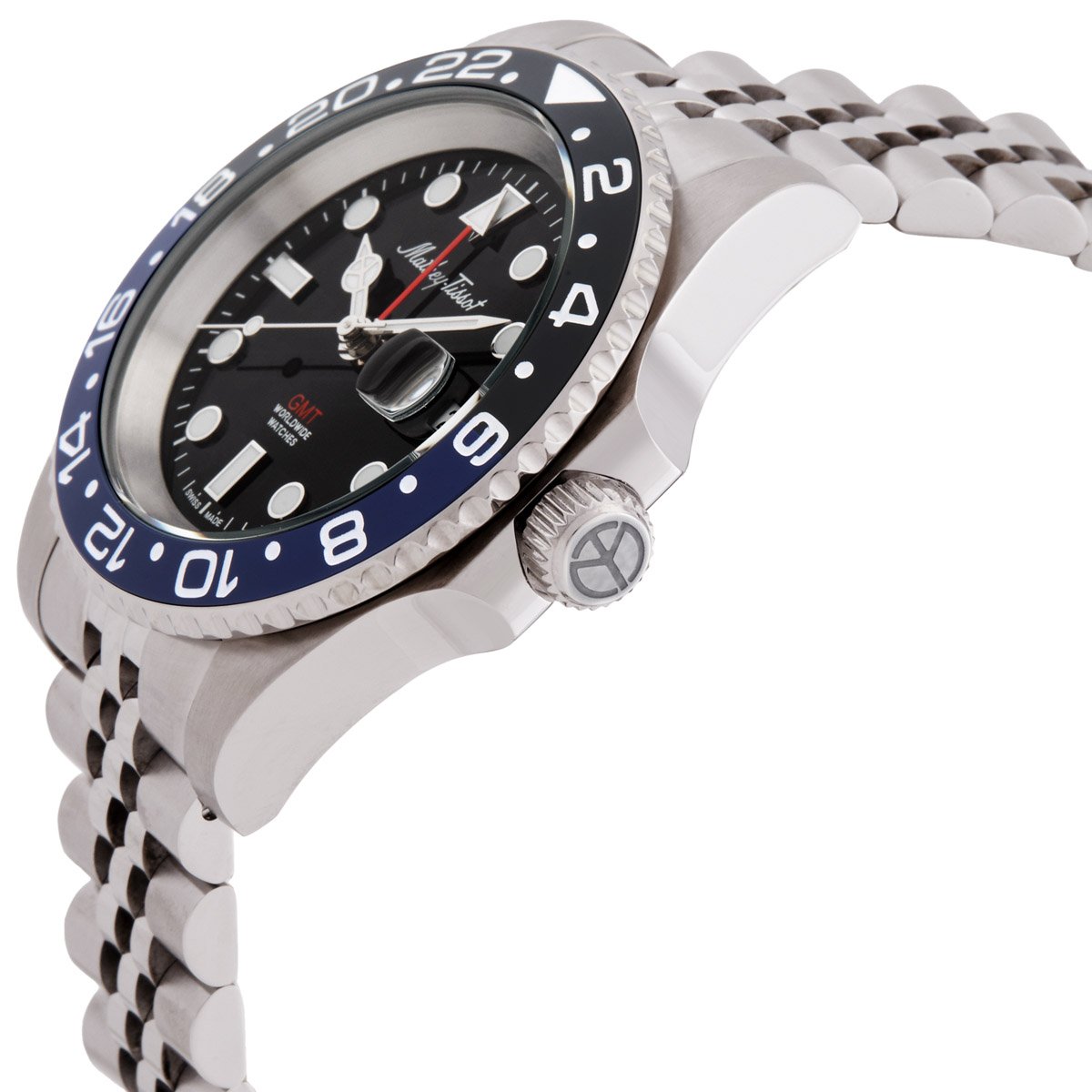 Mathey-Tissot Mathy Vintage GMT Black Dial Batman Bezel Men's Watch H903ANB - Image 2