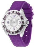 Police Jade Crystal Bezel Purple Rubber Ladies Watch PL-13090JS/28D