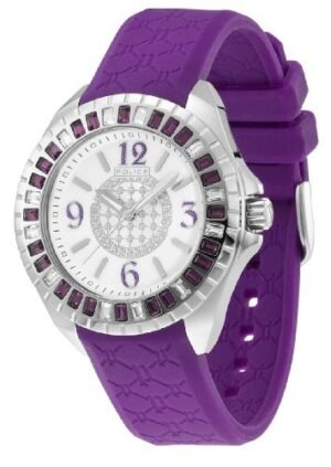 Police Jade Crystal Bezel Purple Rubber Ladies Watch PL-13090JS/28D