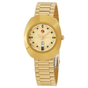 Rado Original Green Simili Stone Dial Men's Gold Tone Watch R12413463
