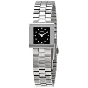 Rado DiaStar Sqaure Quartz Diamond Black Dial Ladies Watch R18682713
