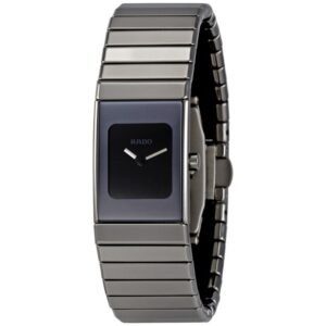 Rado Ceramica Small Black Dial Platinum Tone Ceramic Ladies Watch R21827232