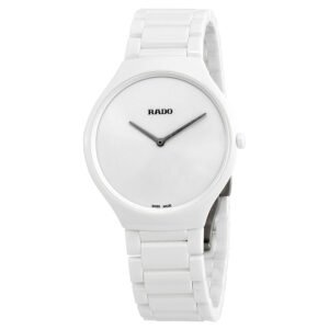 Rado True Thinline White Dial White Ceramic Ladies Watch R27957012