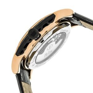 REIGN Stavros Black Skeleton Dial Black Leather Men's Watch RN3706