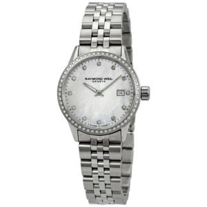 Raymond Weil Freelancer Diamond White Mother of Pearl Dial Ladies Watch 5629-STS-97081