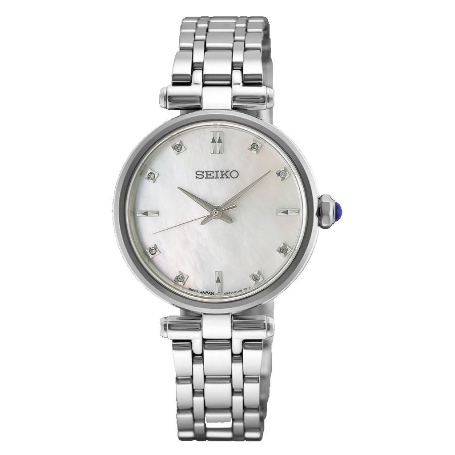 Seiko Quartz Diamond Mother of Pearl Dial Ladies Watch HGH005P1