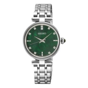 Seiko Quartz Diamond Green Mother of Pearl Dial Ladies Watch HGH006P1