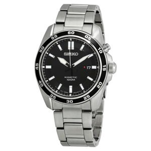 Seiko Kinetic Black Dial Stainless Steel Men's Watch SKA785