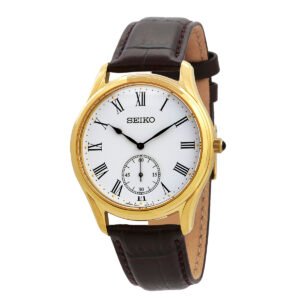 Seiko Quartz White Dial Men's Leather Watch SRK050P1