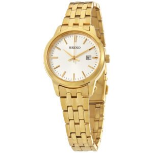 Seiko Classic Quartz White Dial Yellow Gold-tone Ladies Watch SUR412