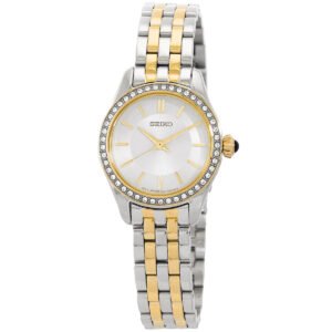 Seiko Essentials Quartz Crystal White Dial Two-Tone Ladies Watch SUR540P1