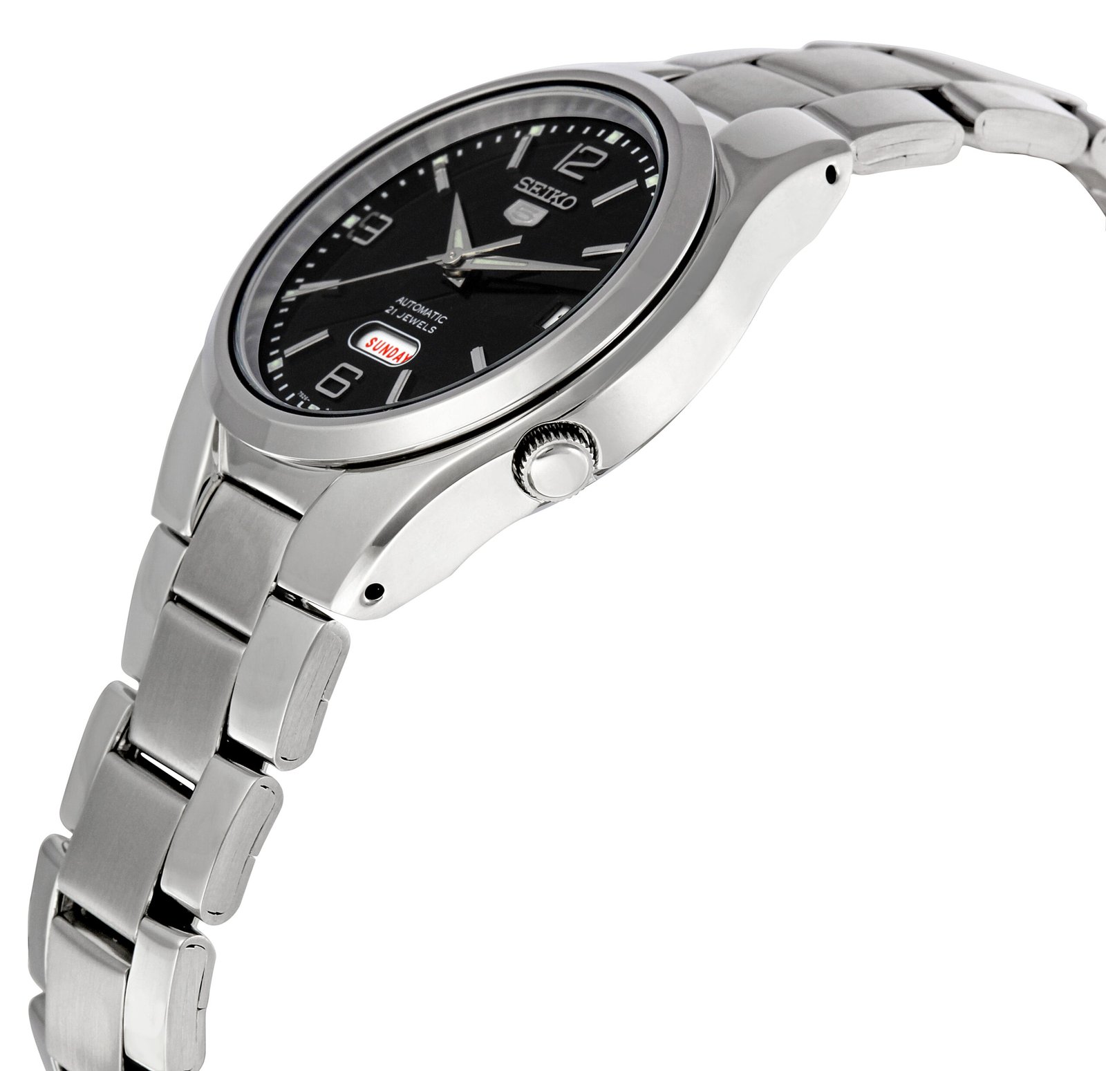 SEIKO 5 Black Dial Stainless Steel Men's Watch SNK623