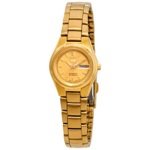 Open Box - Seiko Series 5 Automatic Gold Dial Ladies Watch SYMC18 - luxury watch