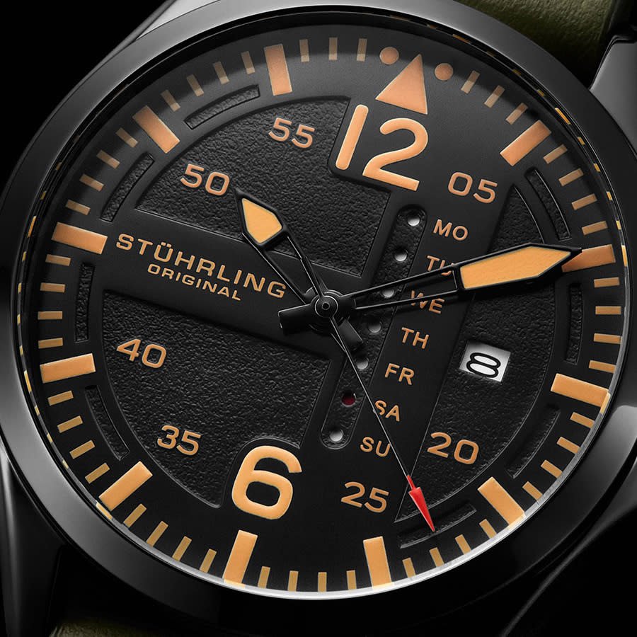 Stuhrling Original Aviator Quartz Black Dial Men's Watch M13666 - Image 4