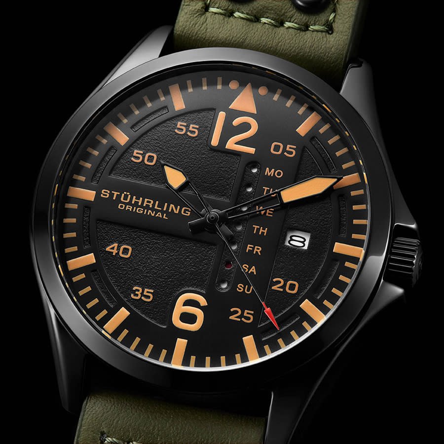 Stuhrling Original Aviator Quartz Black Dial Men's Watch M13666 - Image 5