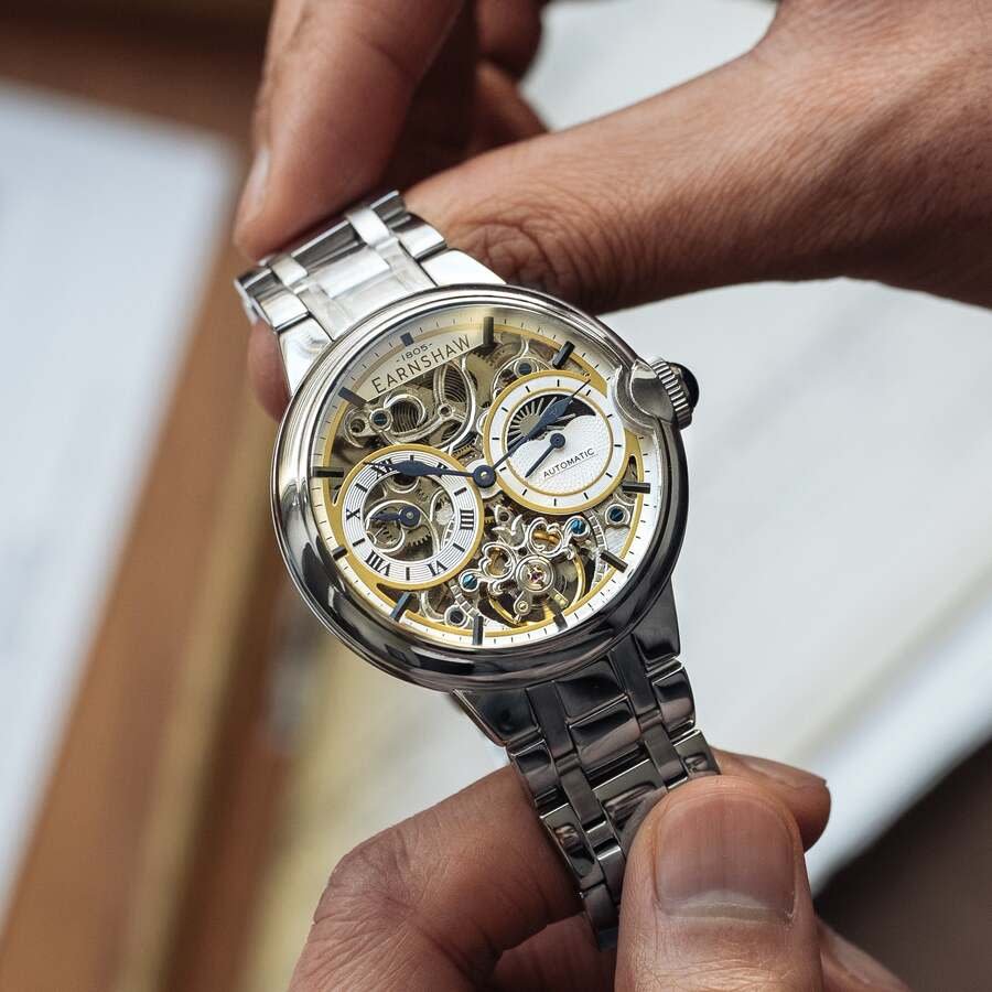 Barallier Sun Moon Dual Time Chronograph Automatic Silver Dial Men's Watch ES-8242-11 - luxury watch