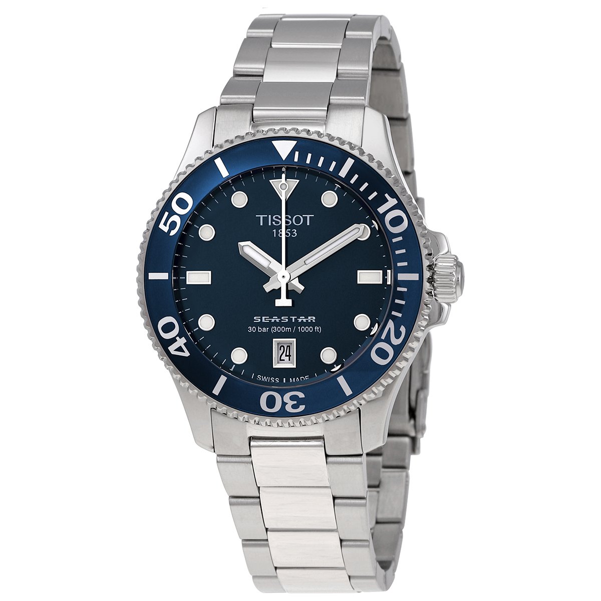 Seastar 1000 Quartz Blue Dial Ladies Watch T1202101104100 - luxury watch