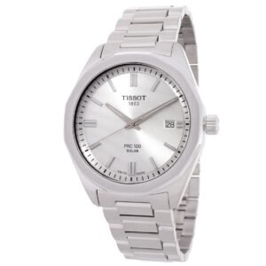 TISSOT PRC Quartz Solar-Powered Silver Dial Watch T1514221103100
