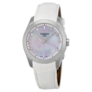 Tissot Couturier Grande Mother of Pearl Dial White Leather Ladies Watch T0352461611100